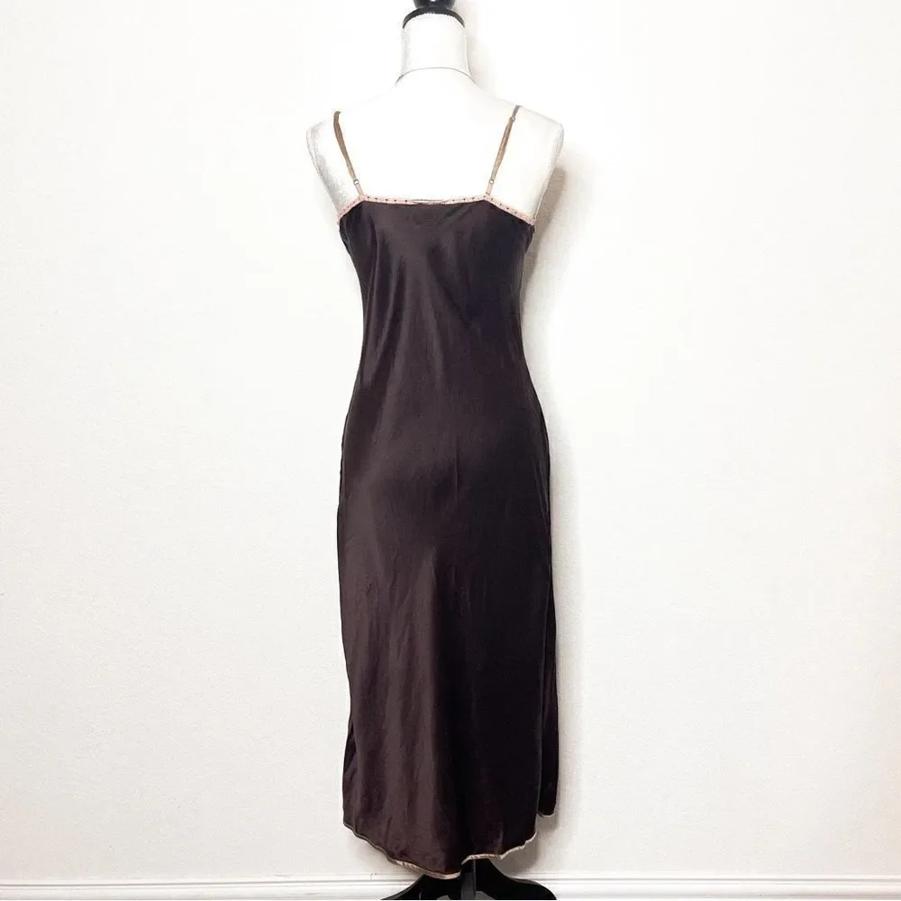 🍋 Gap Body • Women’s Satin Slip Dress with Lace Trim & Floral Embroidery Size S - Picture 5 of 9